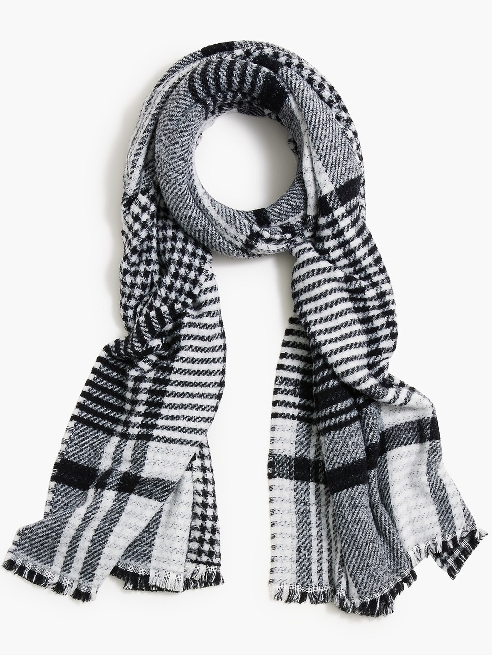 J Crew Factory Wrap Scarf Houndstooth Black/White Patterns OS NWT